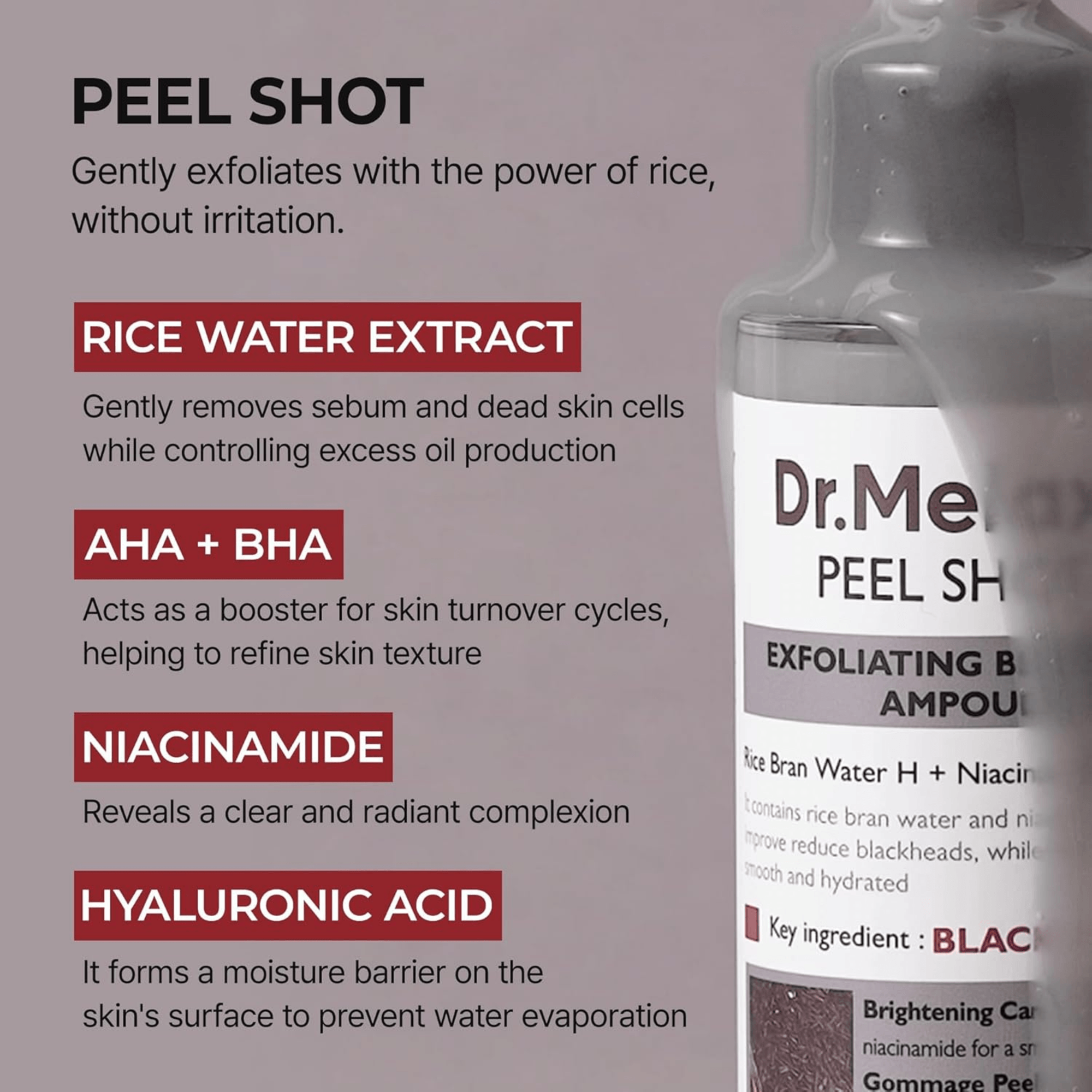 Dr. Melaxin Peel Shot Exfoliating Black Rice Ampoule (80ml)